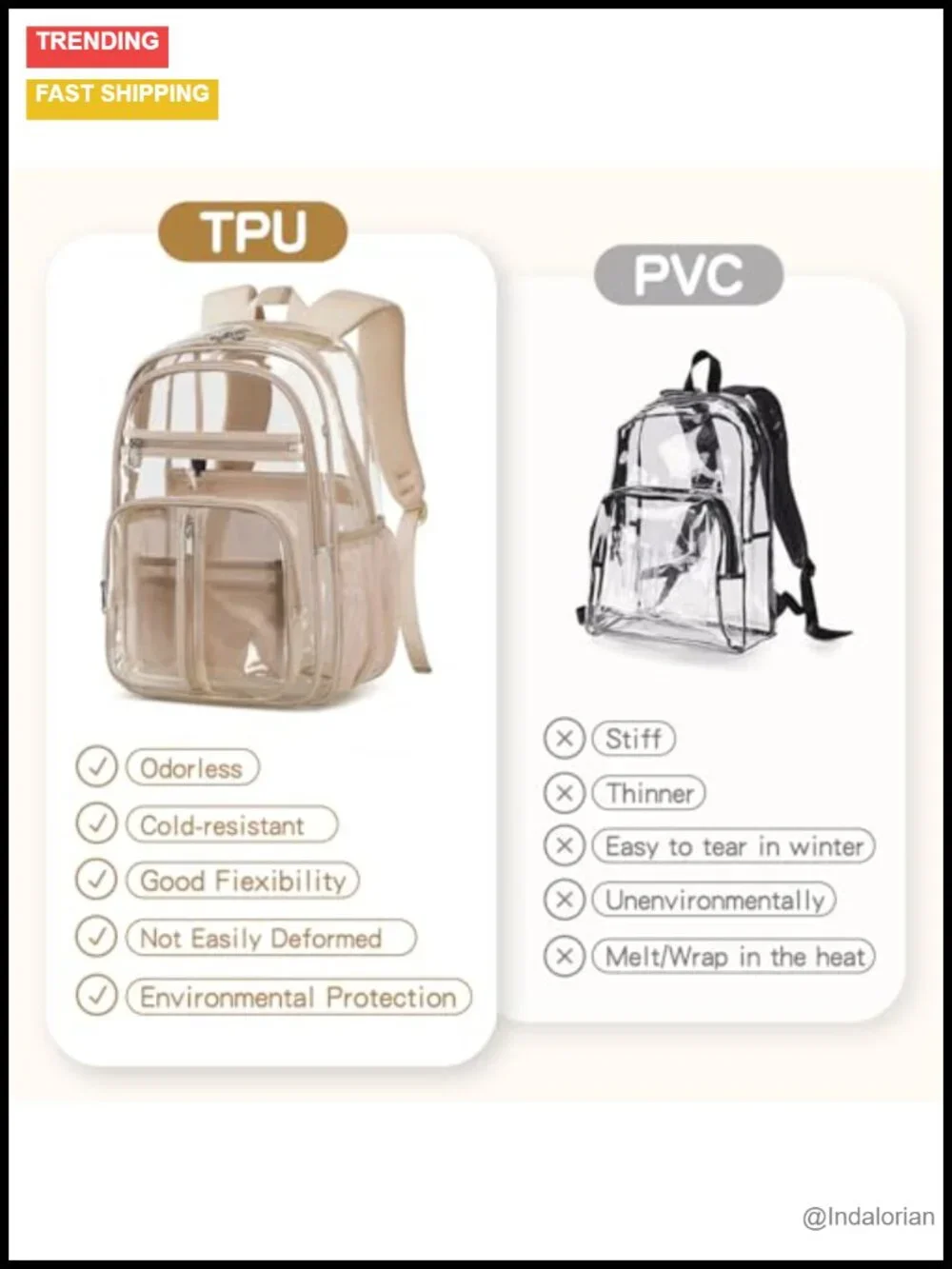 XL Clear TPU Backpack Heavy Duty for Stadiums School Travel Security Check